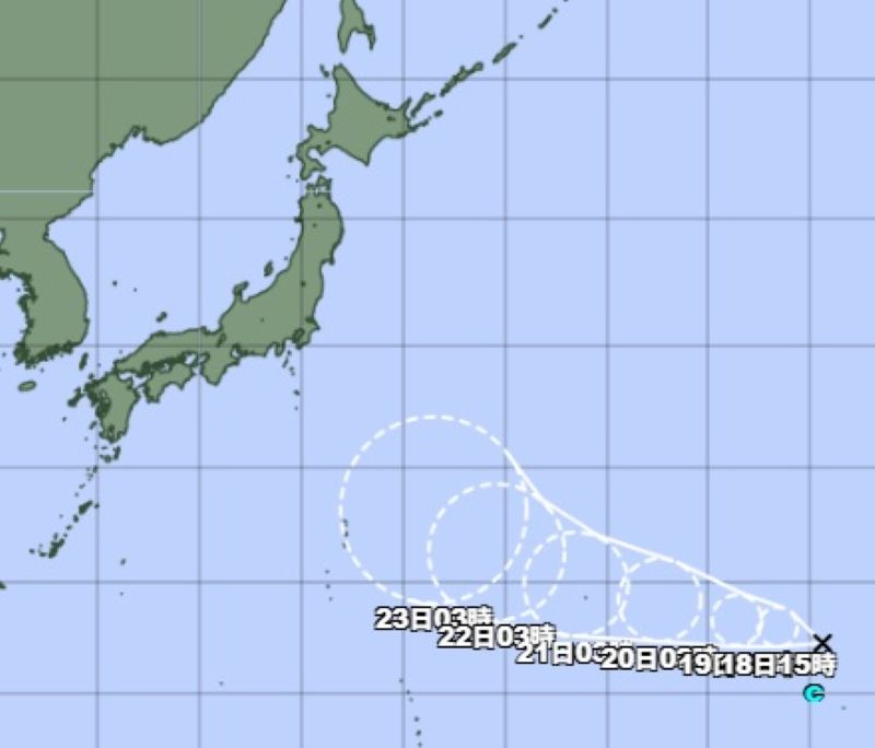 台風の進路予想図（18日午前3時、気象庁HPから）