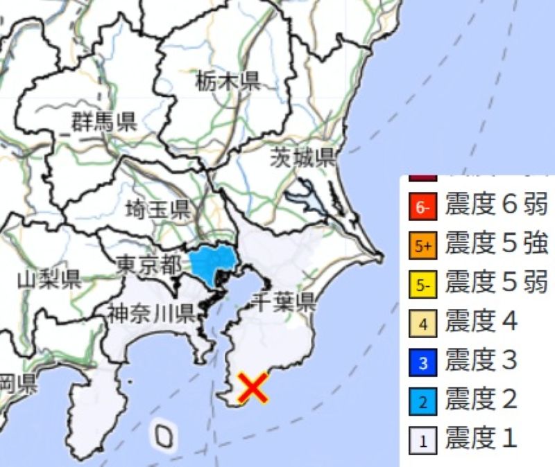 震度分布図（26日午前10時58分、気象庁HPから）