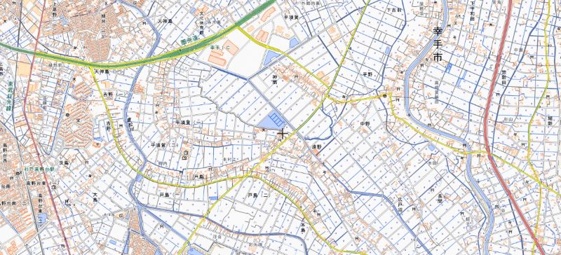 幸手市惣新田の位置（図の右上付近）＝国土地理院HPから