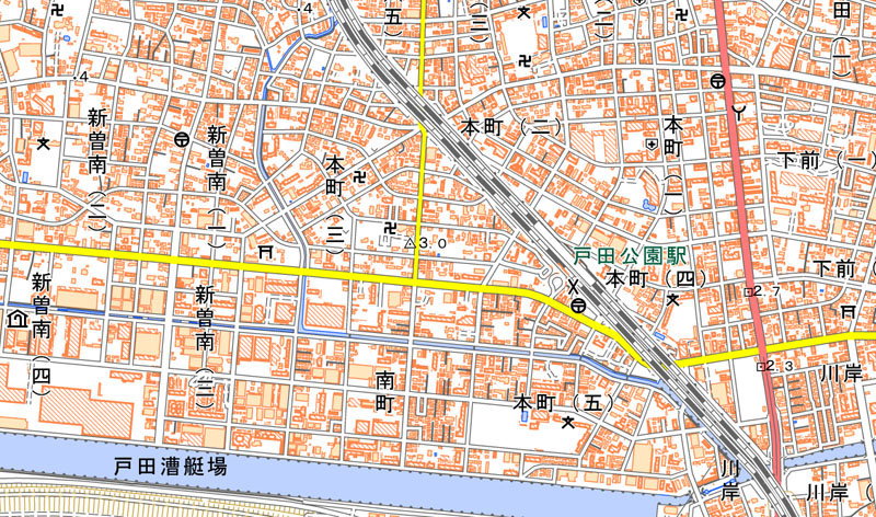 戸田市南町の周辺（国土地理院HPより）