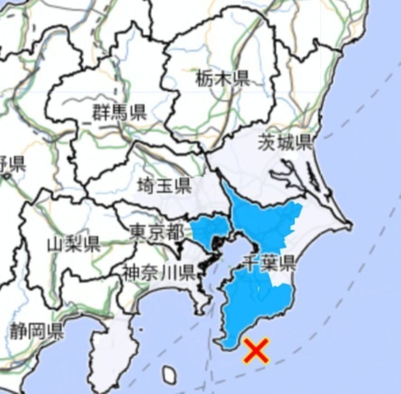 震源地と震度分布（気象庁HPから）