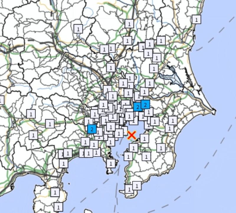 各都市の震度詳細（気象庁HPから）