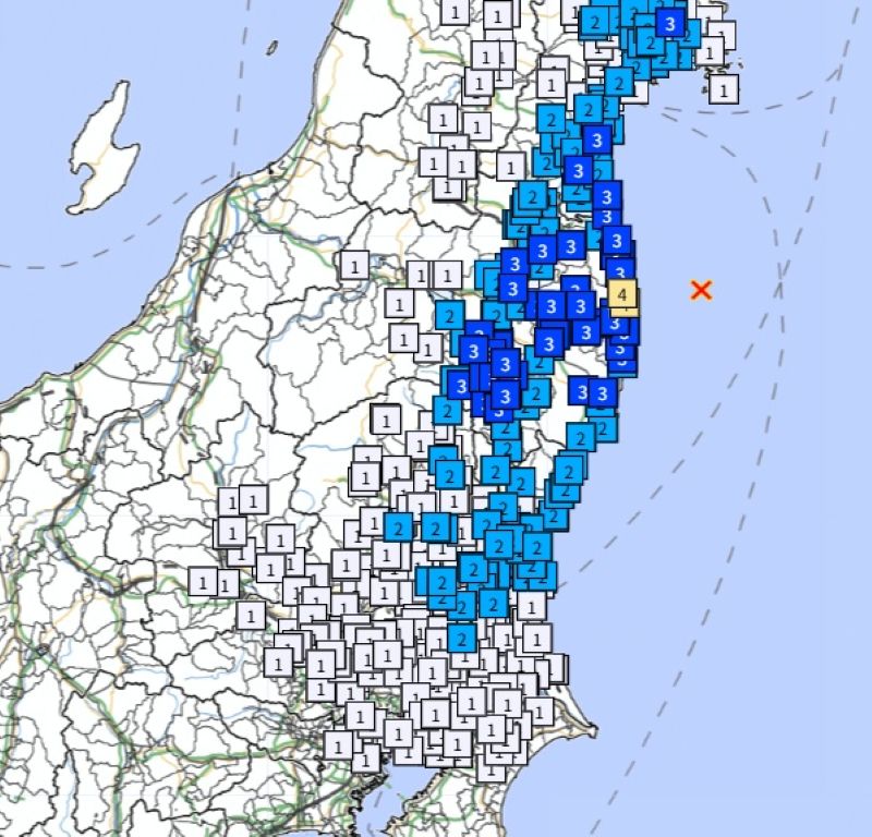 各地の震度（気象庁HPから）