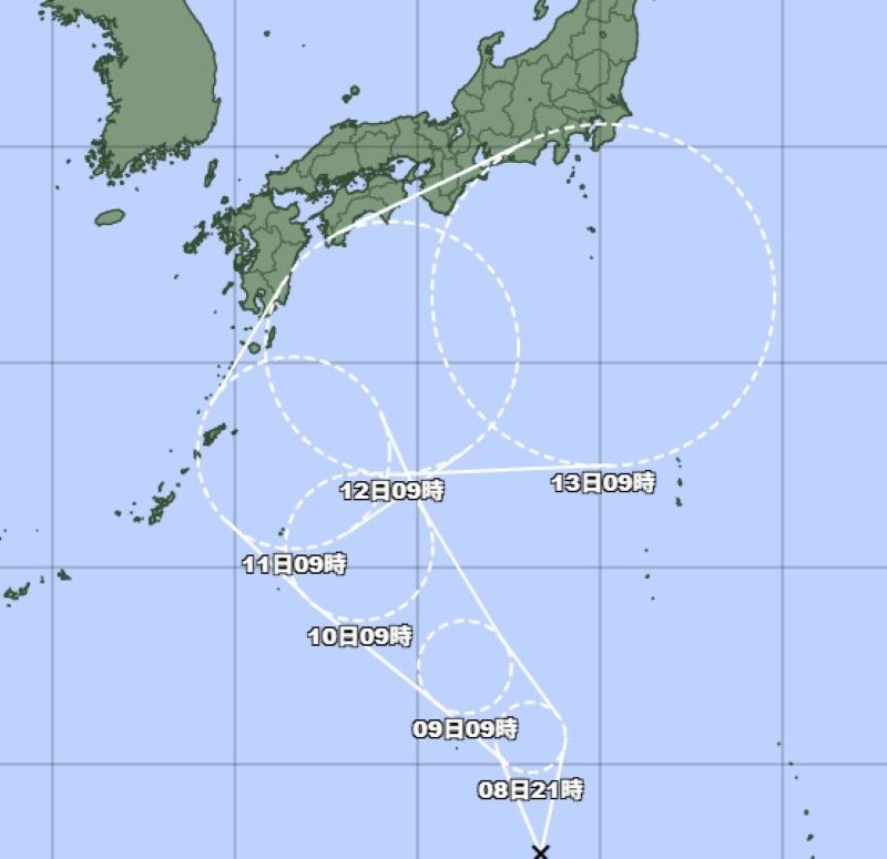新たな台風（熱帯低気圧）の進路予想（気象庁HPから）