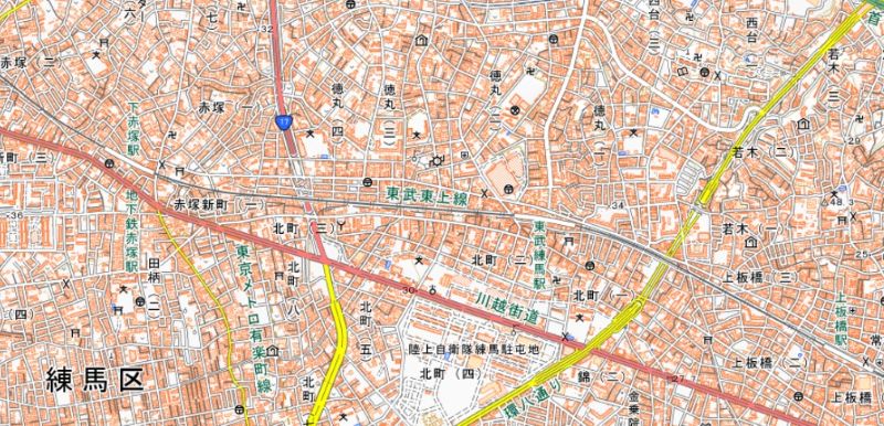 東武練馬駅の位置（国土地理院HPから）