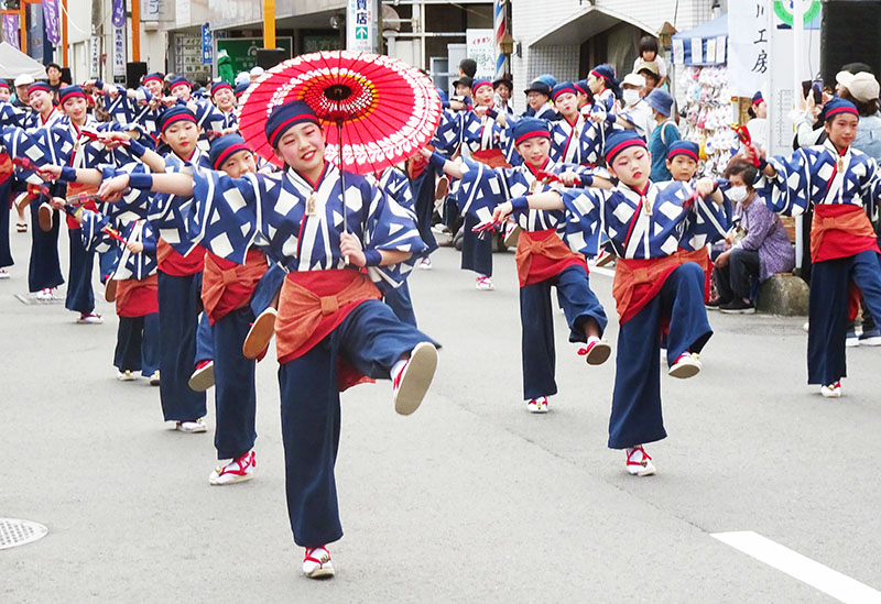48チーム約1200人が踊りを披露した「坂戸よさこい」＝12日、坂戸市日の出町