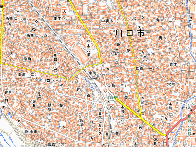 川口市並木元町の周辺（国土地理院HPより）