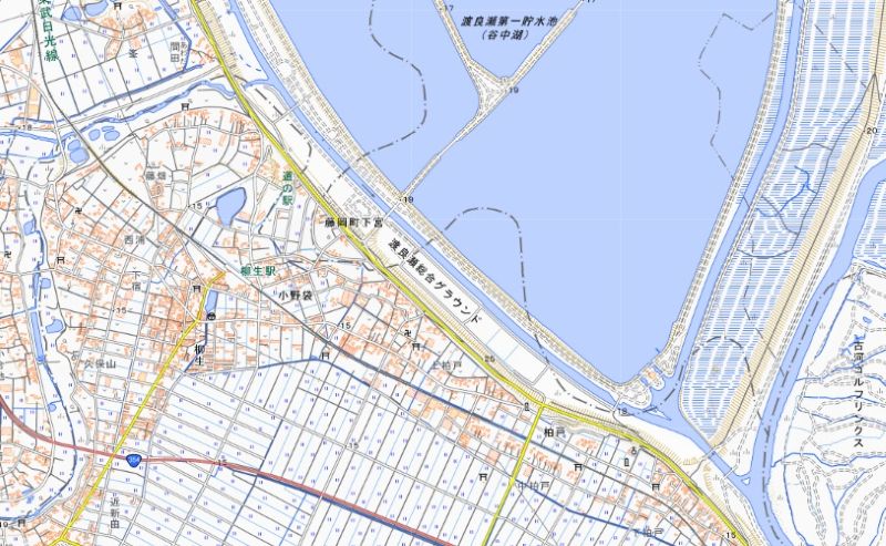 渡良瀬総合グラウンド付近（加須市）＝国土地理院HPから