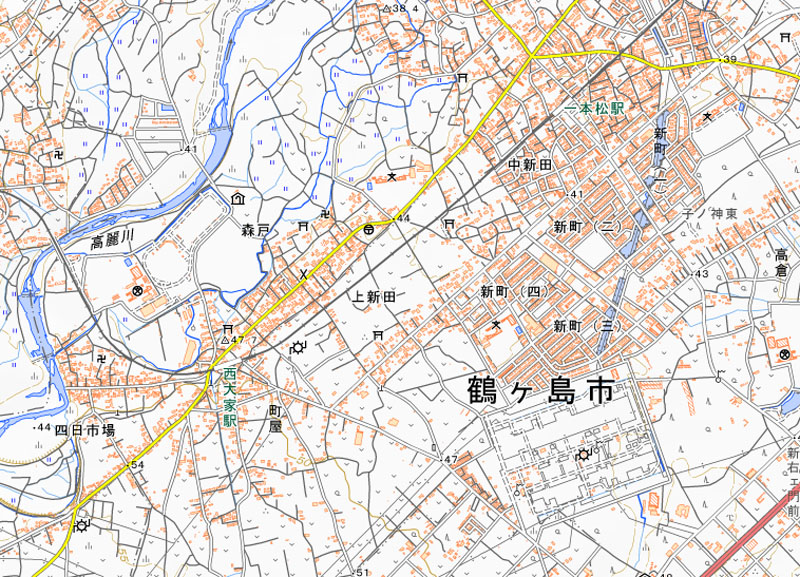 鶴ケ島市上新田の周辺（国土地理院HPより）
