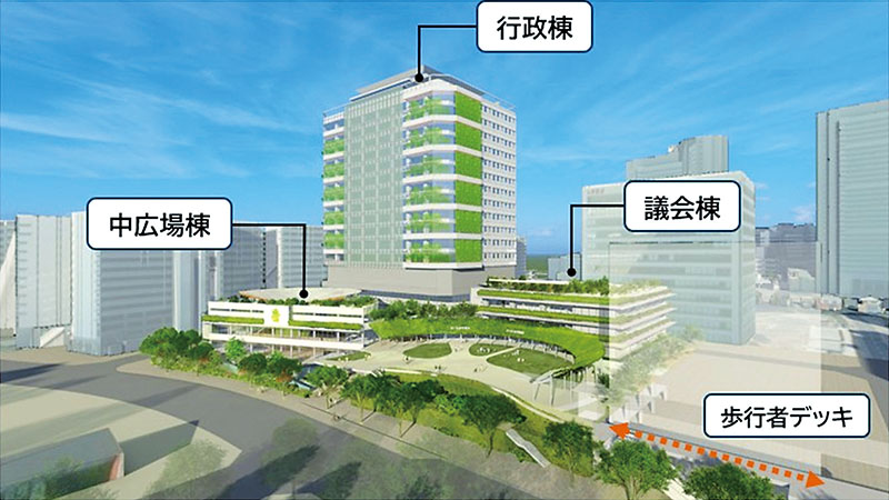 北東から南西を望む、さいたま市の新庁舎イメージ（市提供）