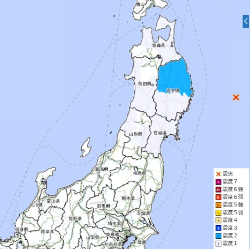 震度分布（9日午前5時29分ごろ、気象庁HPから）