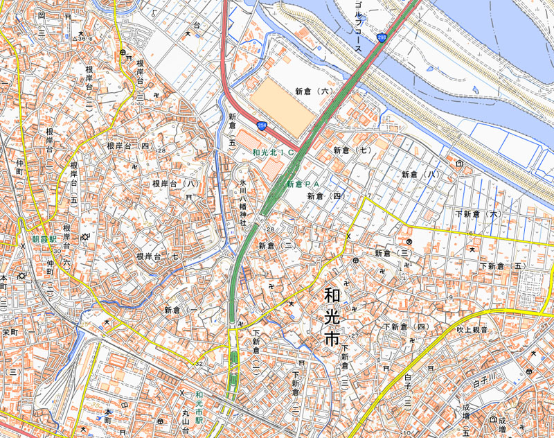 和光市新倉4丁目の周辺（国土地理院HPより）