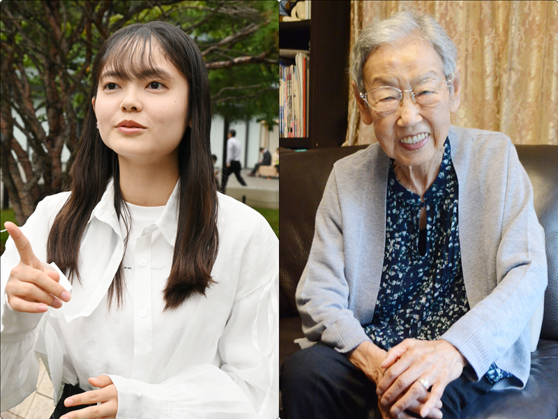 埼玉文学賞の短歌部門で準賞を受賞した（左から）小野愛加さん、築根喜美江さん