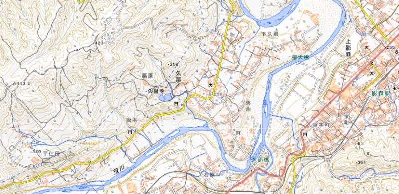 秩父市久那の位置（地図の中央付近）＝国土地理院HPから