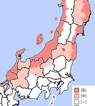 26日までに警報級大雪の恐れがあるエリア（気象庁HPから）
