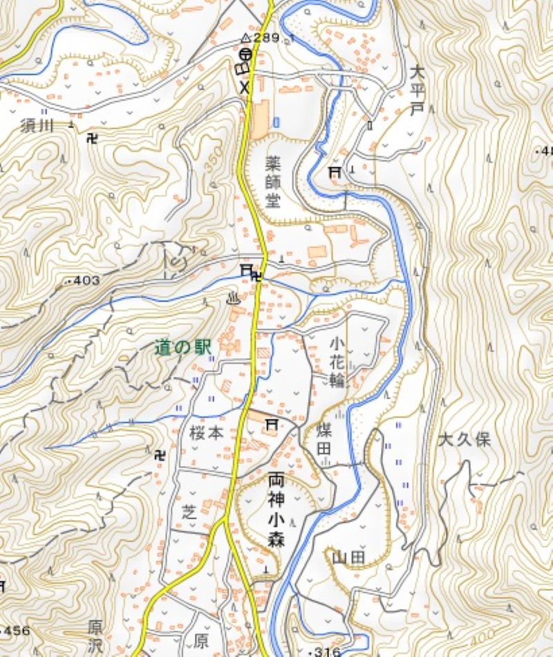 小鹿野町両神小森山田大久保の周辺（国土地理院HPから）