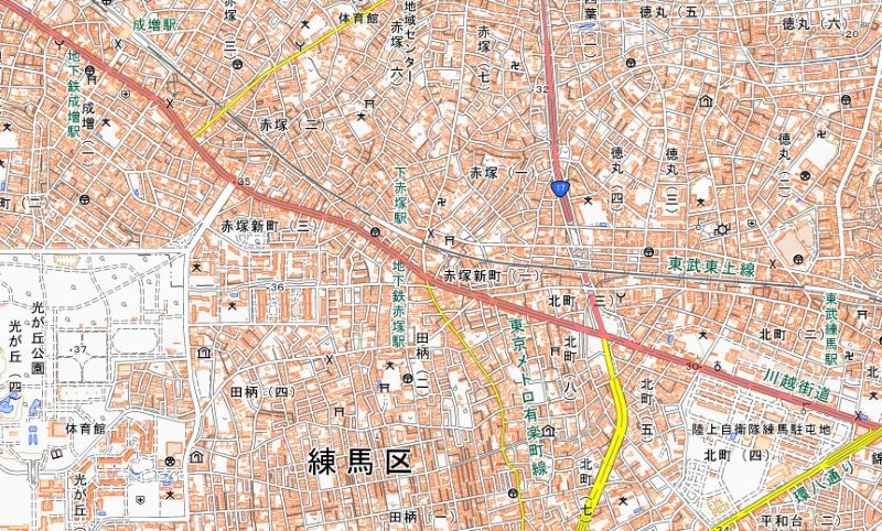 地下鉄赤塚駅の位置（国土地理院HPから）