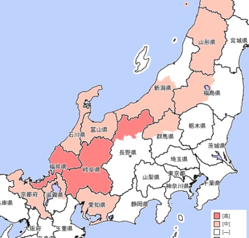 25日に警報級の大雪となる可能性があるエリア（気象庁HPから）