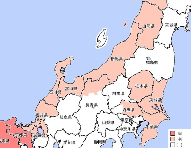 大雪警報が出る可能性のある鰓（7日～8日）＝気象庁HPから