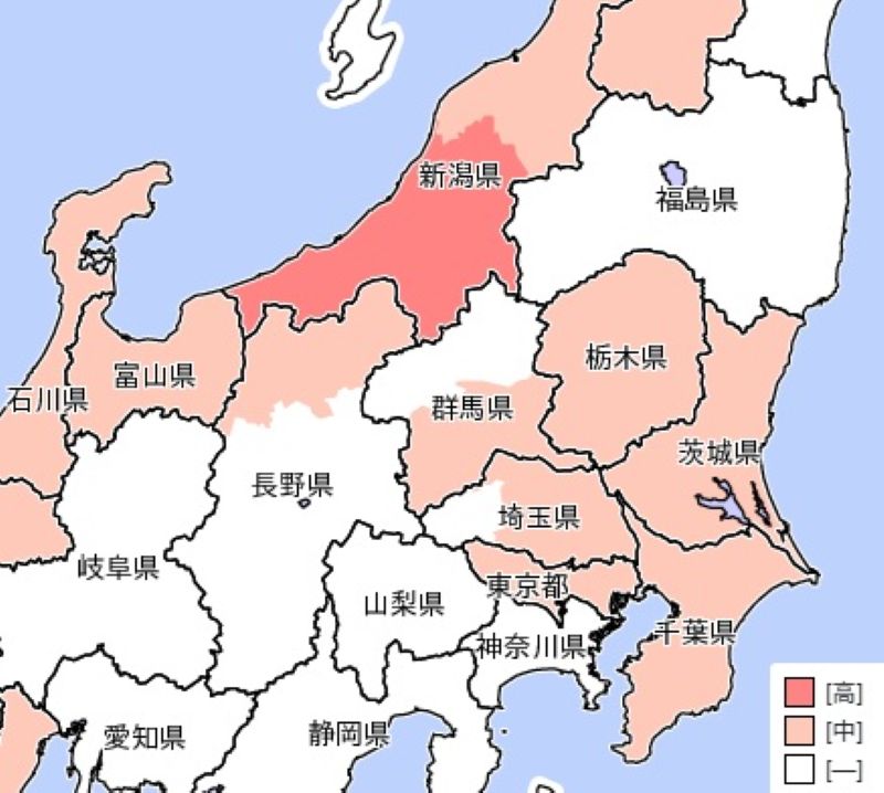 警報級の大雪となる可能性のあるエリア（7～８日）＝気象庁HPから