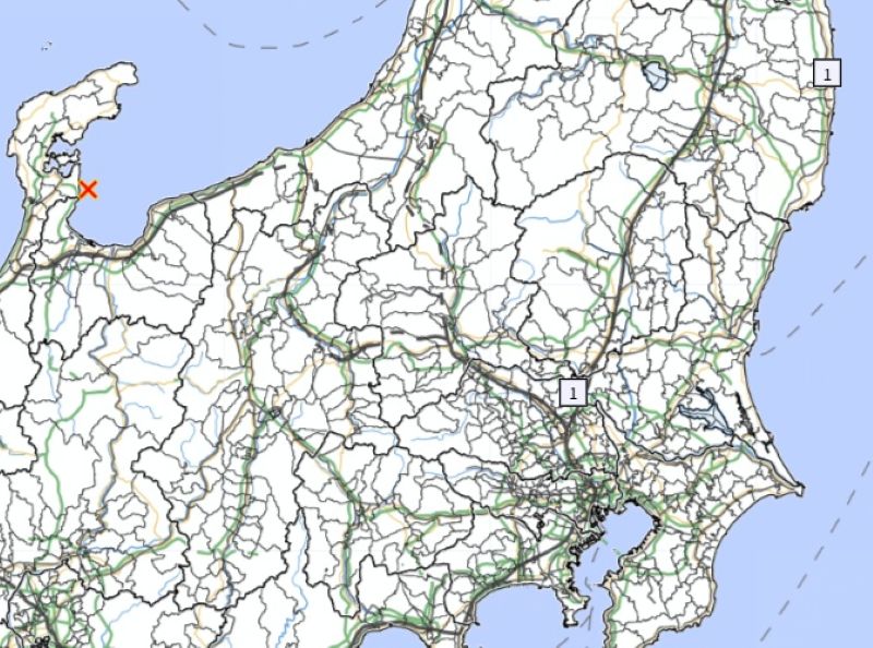 震源地と各地の震度（24日午前8時4分ごろ）＝気象庁HPから