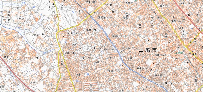 上尾市小泉8丁目（地図中央付近）＝国土地理院HPから