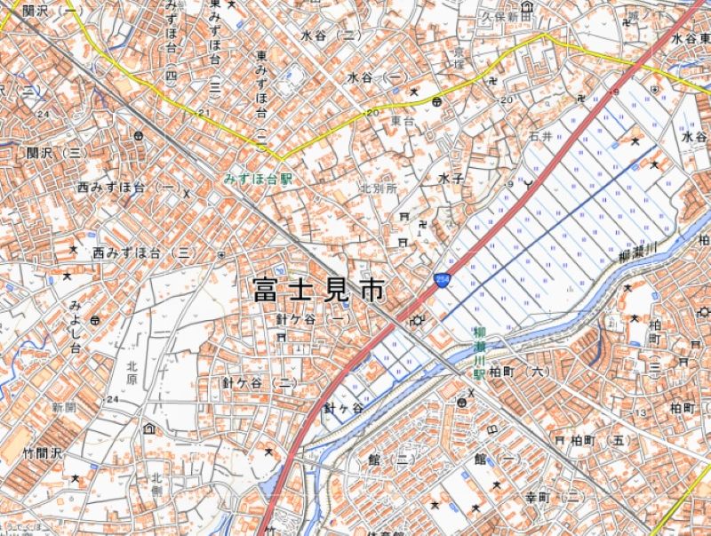 柳瀬川―みずほ台間（国土地理院HPから）