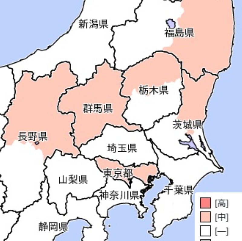 警報級の大雪となる可能性（中程度）があるエリア＝気象庁HPから