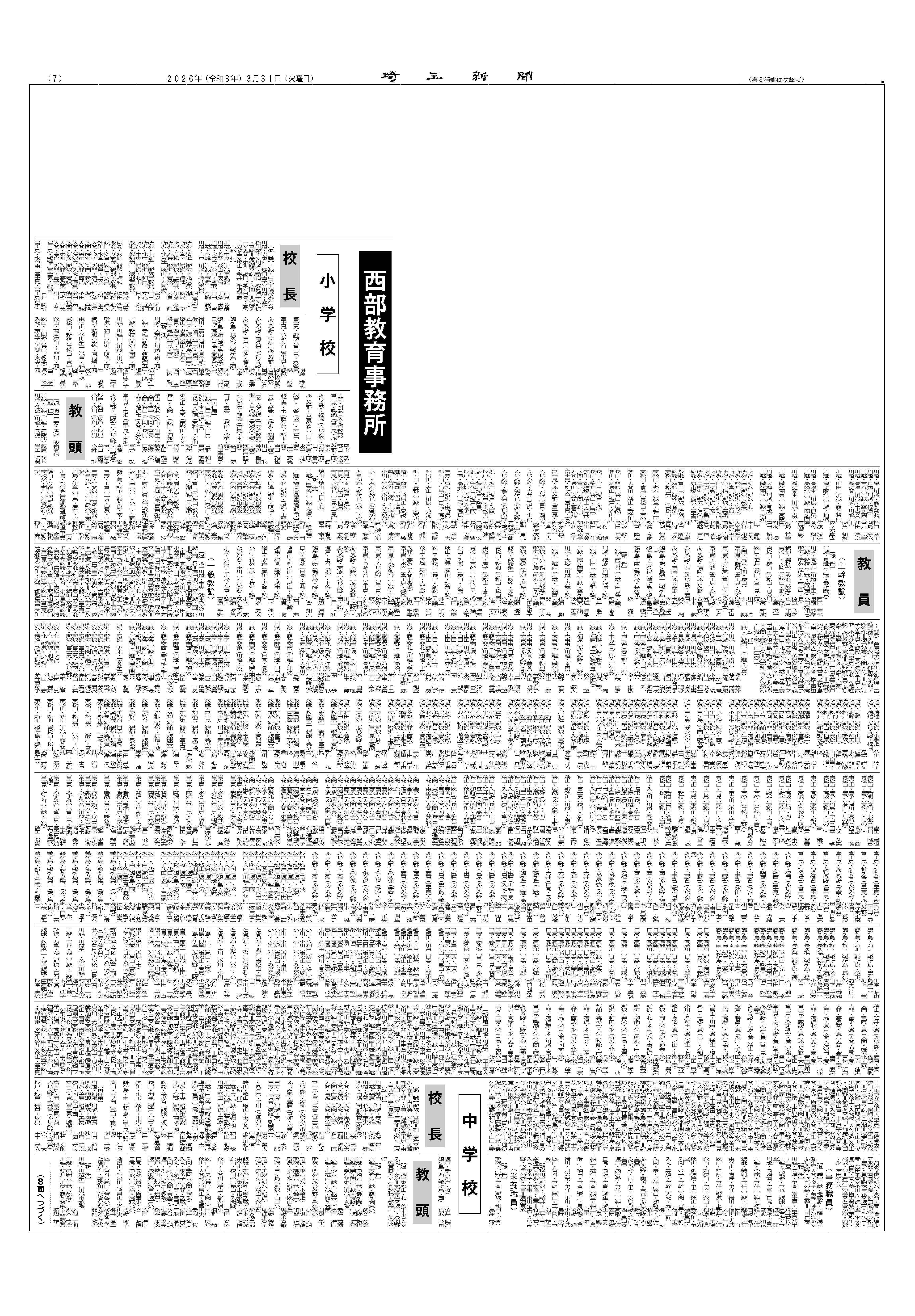 （切り抜き済）7面-県公立学校教職員異動-西部教育事務所（小学校・中学校）