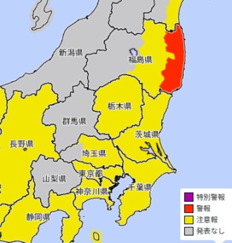 強風注意報・警報が出ているエリア（31日午前11時17分、気象庁HPから）