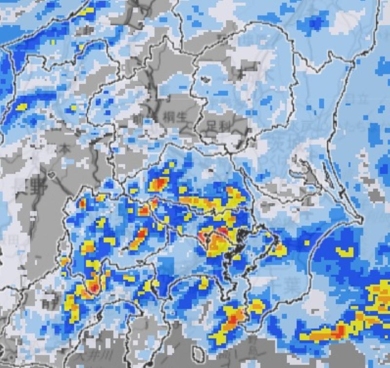 雨雲の動き（2日午前3時15分の予想）＝気象庁HPから