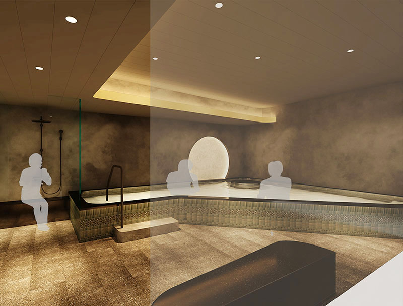 7月に完成する地下1階の大浴場イメージ（リオ・ホテルズ提供）