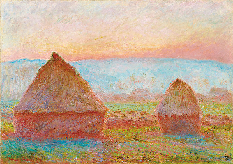 クロード・モネ「ジヴェルニーの積みわら、夕日」1888～89年（県立近代美術館提供）