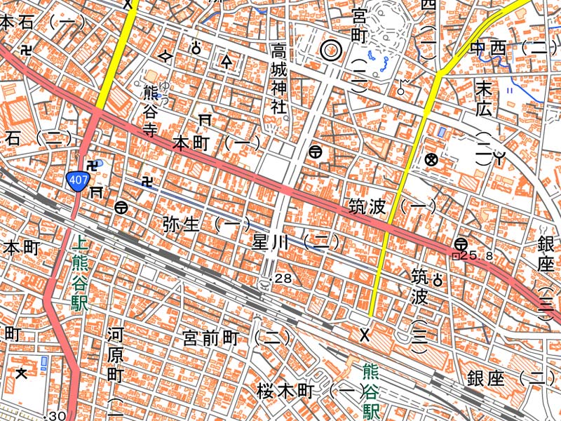 熊谷市本町周辺（国土地理院HPより）