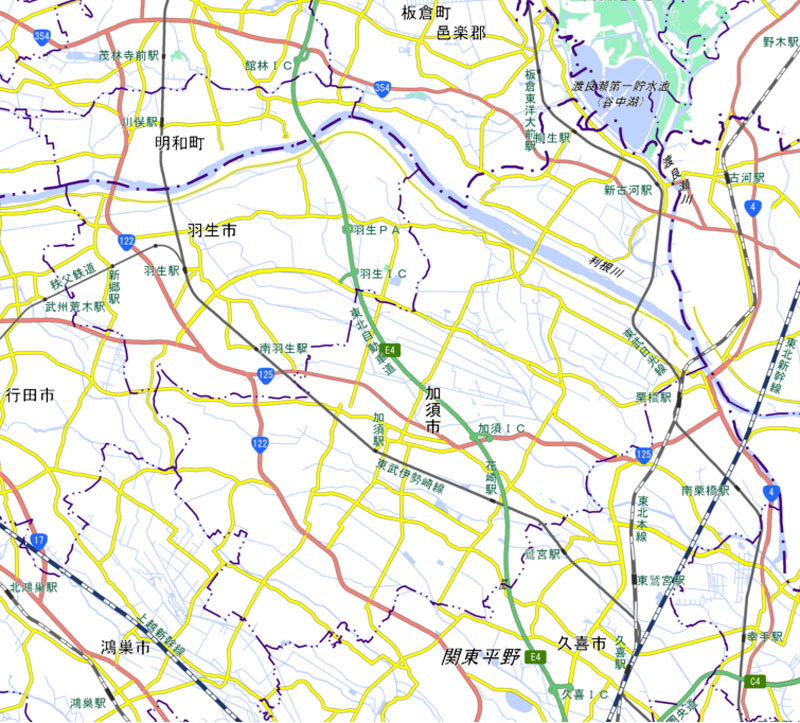 羽生PA周辺（国土地理院HPより）