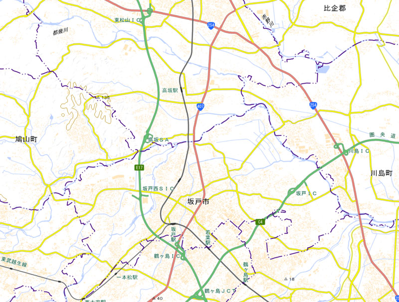 高坂SA周辺（国土地理院HPより）