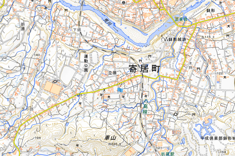 イノシシが目撃された寄居町立原の位置