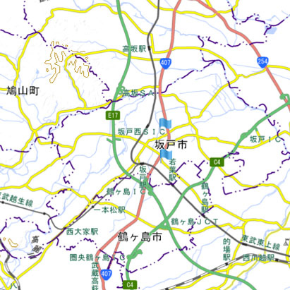 【地図】坂戸西スマートインターチェンジ付近（国土地理院HPより）