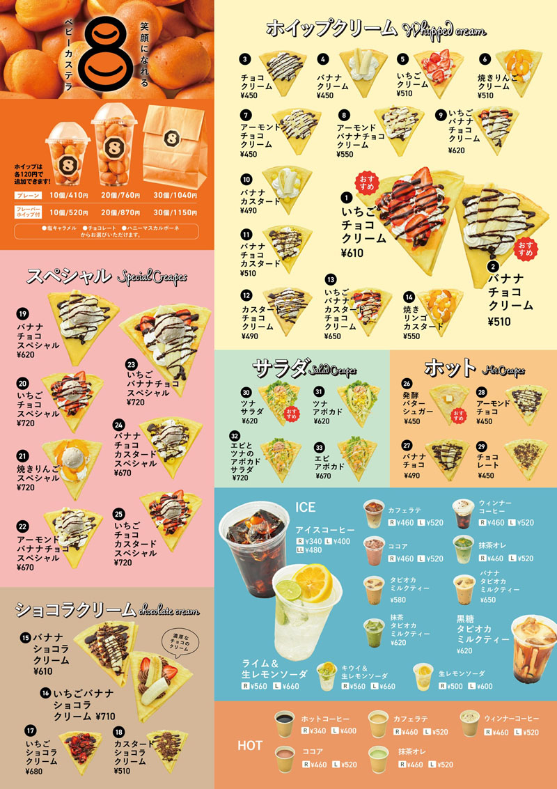 併設のエイトコーヒーのメニュー（パンチョ提供）
