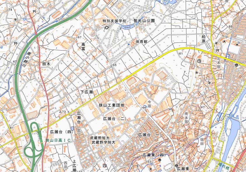 狭山市柏原周辺（国土地理院HPより）