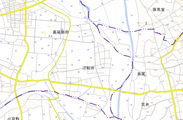 吉見町江和井周辺（国土地理院HPより）