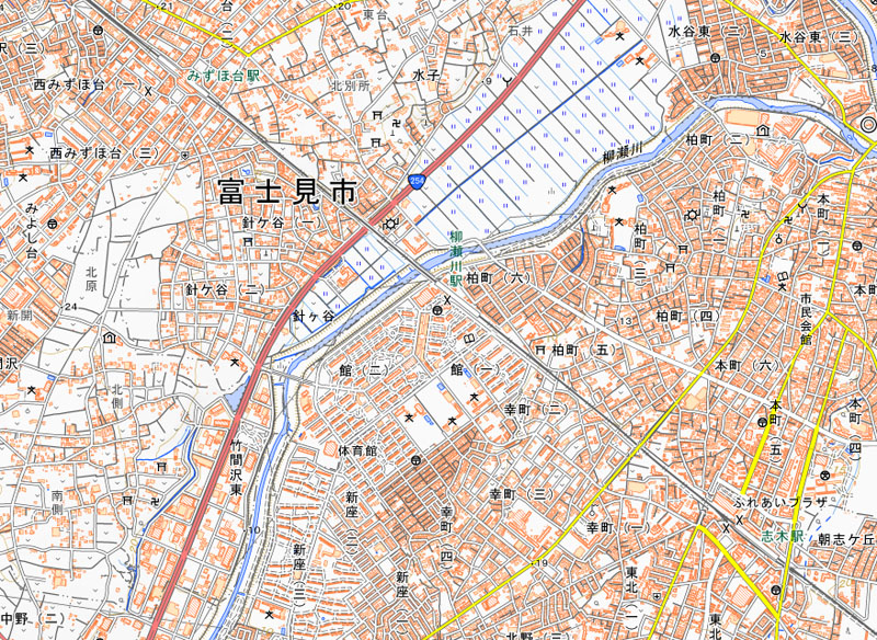 柳瀬川駅の周辺（国土地理院HPより）