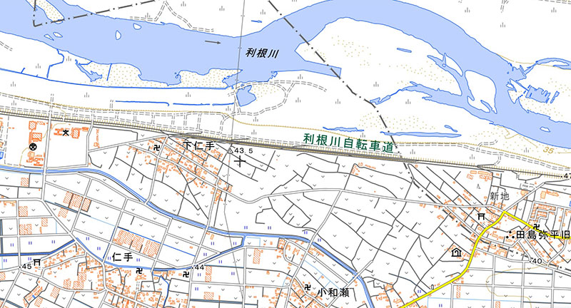 本庄市下仁手（国土地理院HPより）