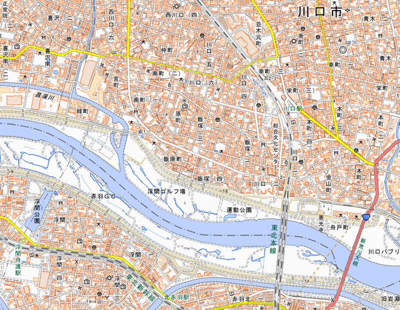 川口市飯原町の周辺（国土地理院HPより）