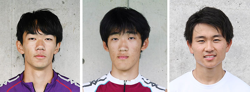 男子の注目選手（左から）佐藤快衛、飯塚俊介、馬場柚