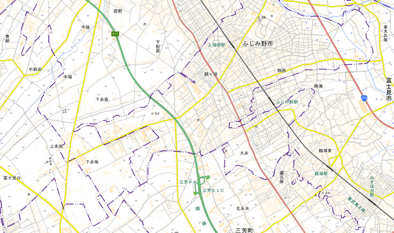 川越市下赤坂の周辺（国土地理院HPより）