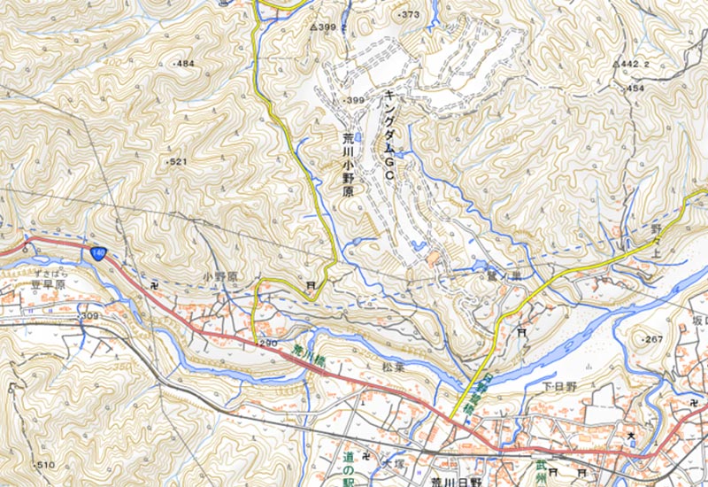 秩父市荒川小野原周辺の地図（国土地理院HPより）