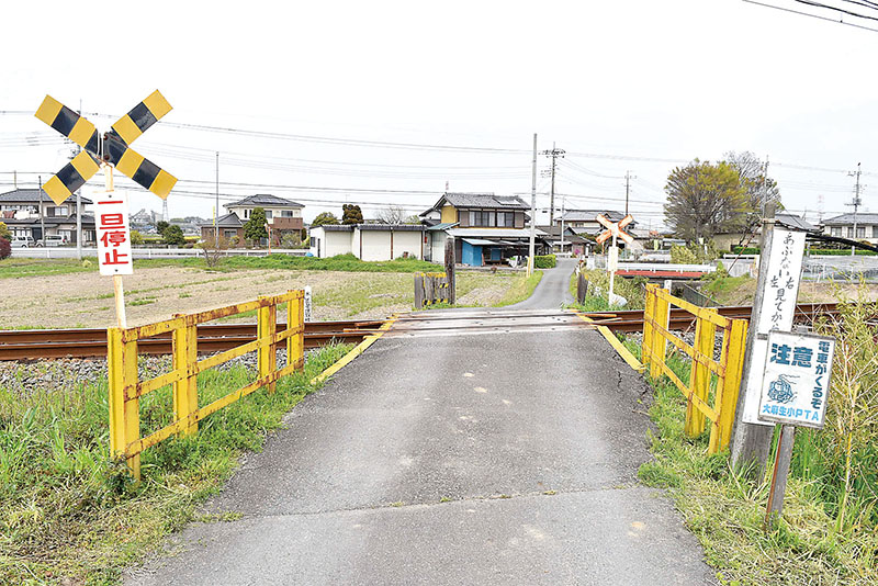 2022年に踏切事故が発生し、その後閉鎖された秩父鉄道の第4種踏切＝2024年4月、熊谷市川原明戸