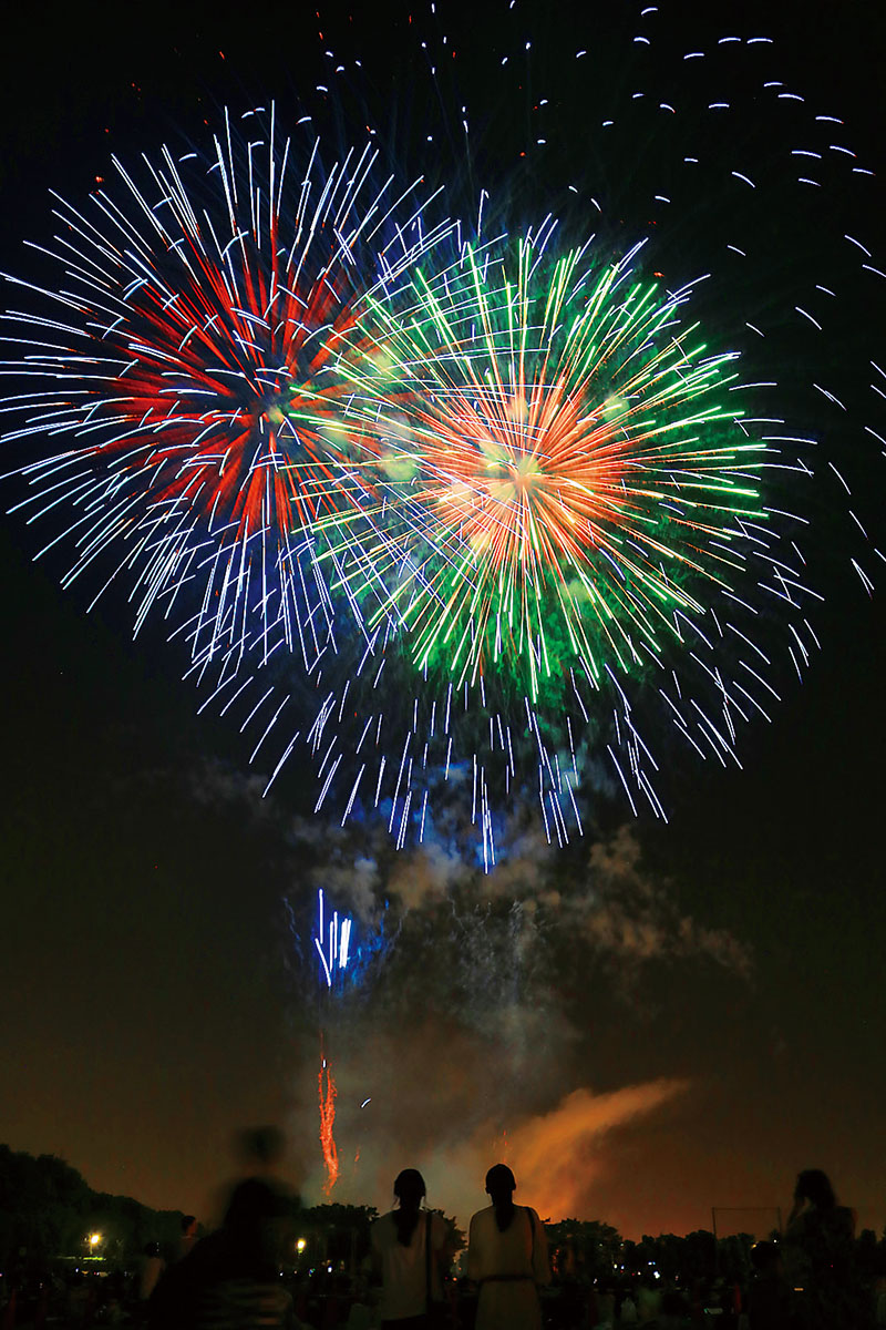 2019年に打ち上げられた花火（草加市提供）