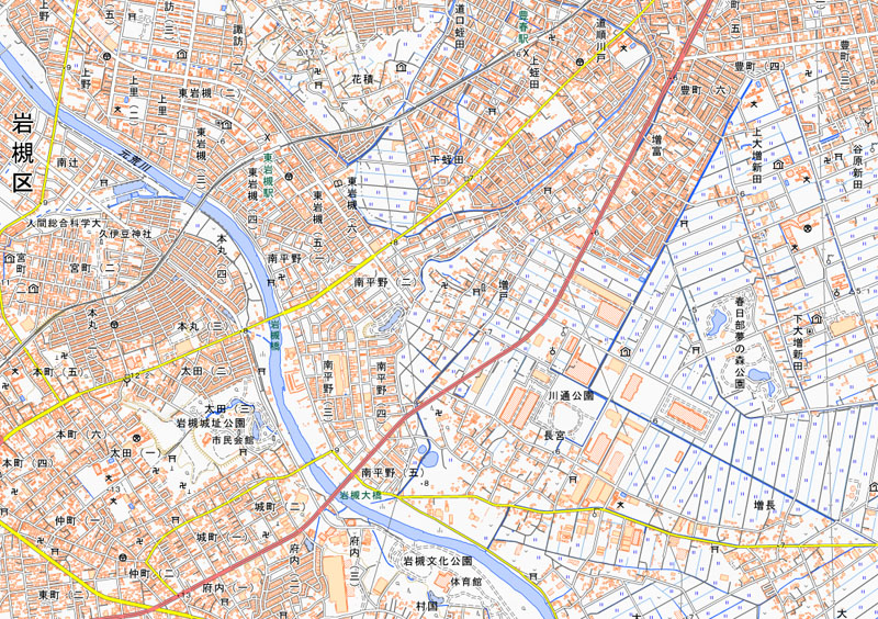 春日部市増戸の周辺（国土地理院HPより）